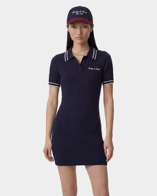 Signature Logo Mini Cable Dress - Navy/White