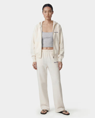 Signature Logo Embroidered Wide Sweatpant - Ecru/Light Navy