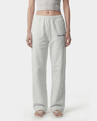 Signature Logo Embroidered Wide Sweatpant - Heather Gray/Light Navy