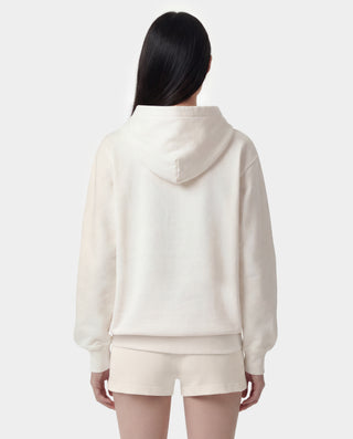 Signature Logo Embroidered Zip Hoodie - Ecru/Light Navy