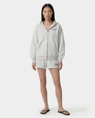 Signature Logo Embroidered Zip Hoodie - Heather Gray/Light Navy