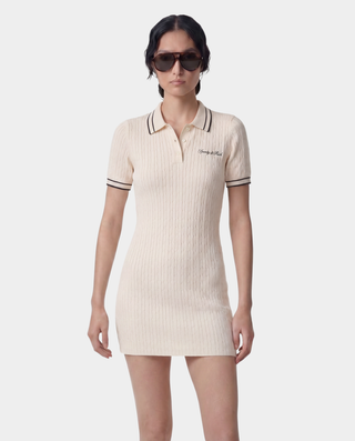 Signature Logo Mini Cable Dress - Ecru/Navy