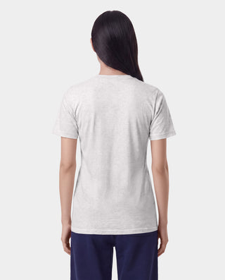 Dodgers Serif T-Shirt in Heather Gray, made in Portugal from 100% cotton, features "LA" in navy and Sporty & Rich text in fire red on the chest, displayed on a white background.