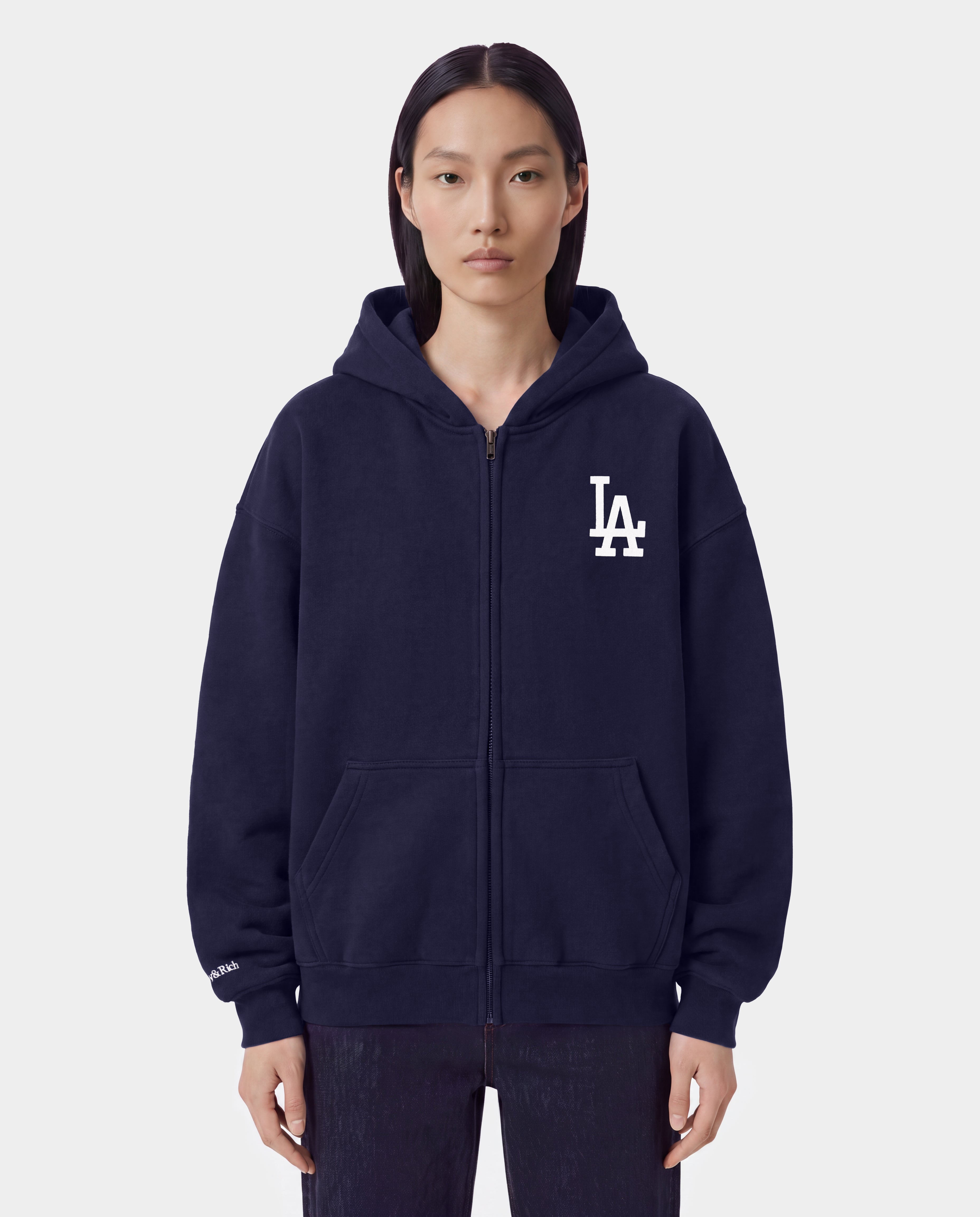 LA Serif Zip Hoodie - Dark Navy/Navy – Sporty & Rich