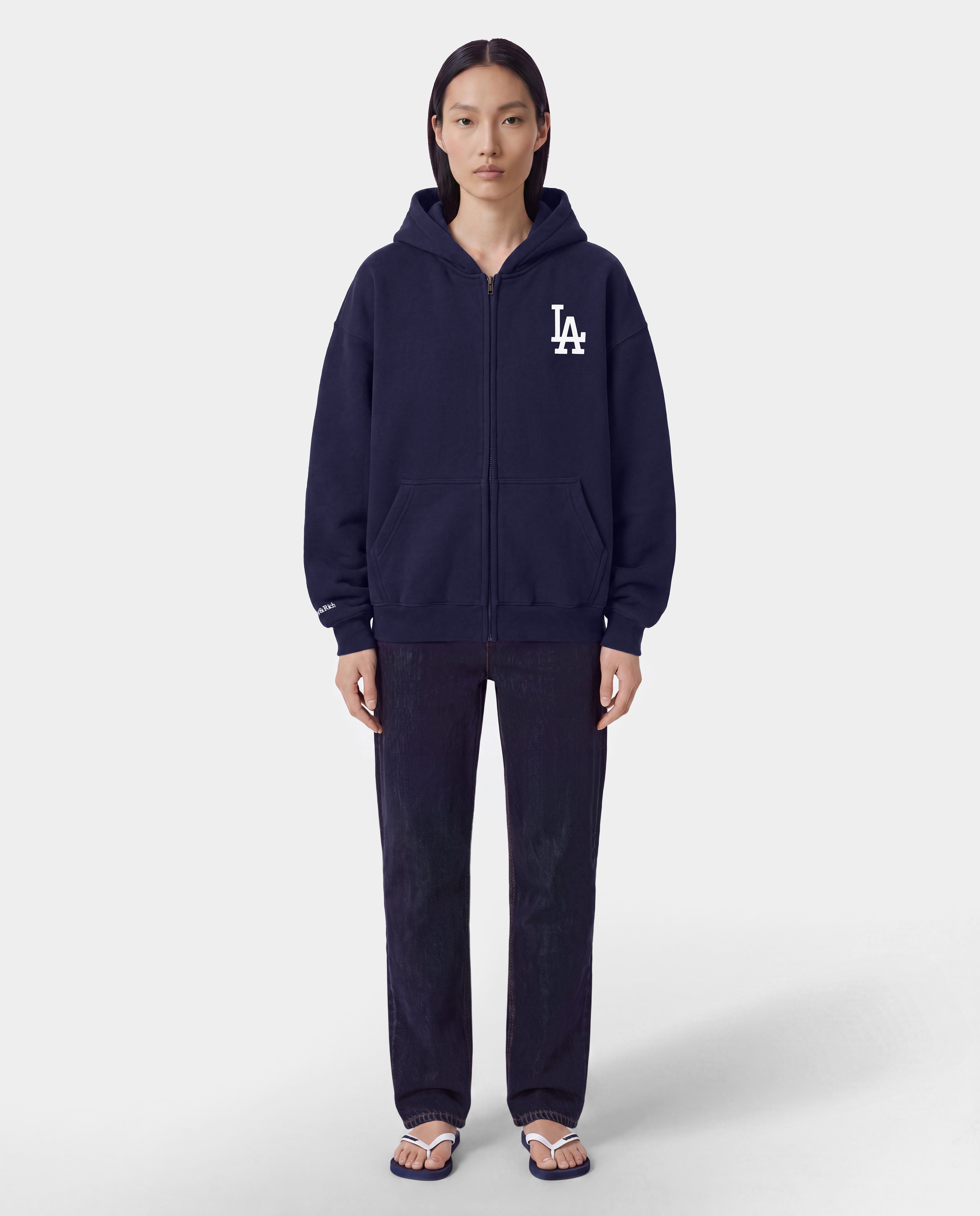 LA Serif Zip Hoodie - Dark Navy/Navy – Sporty & Rich