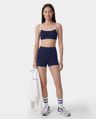 Bold Logo Mini Biker Short - Dark Navy/White