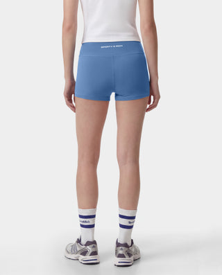 Bold Logo Mini Biker Short - Dusty Blue/White