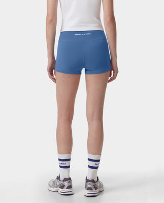 Bold Logo Mini Biker Short - Dusty Blue/White