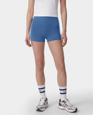Bold Logo Mini Biker Short - Dusty Blue/White