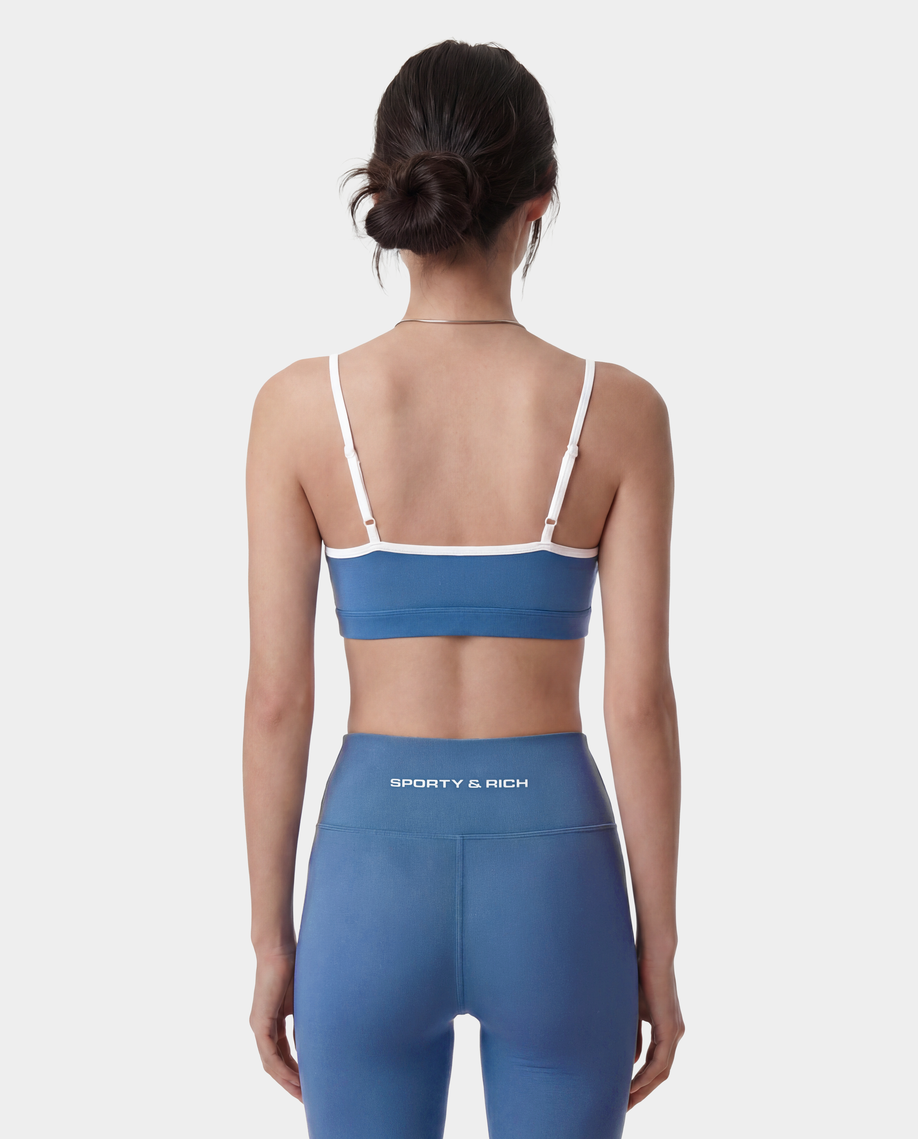 Bold Logo Athletic Bra - Dusty Blue/White – Sporty & Rich