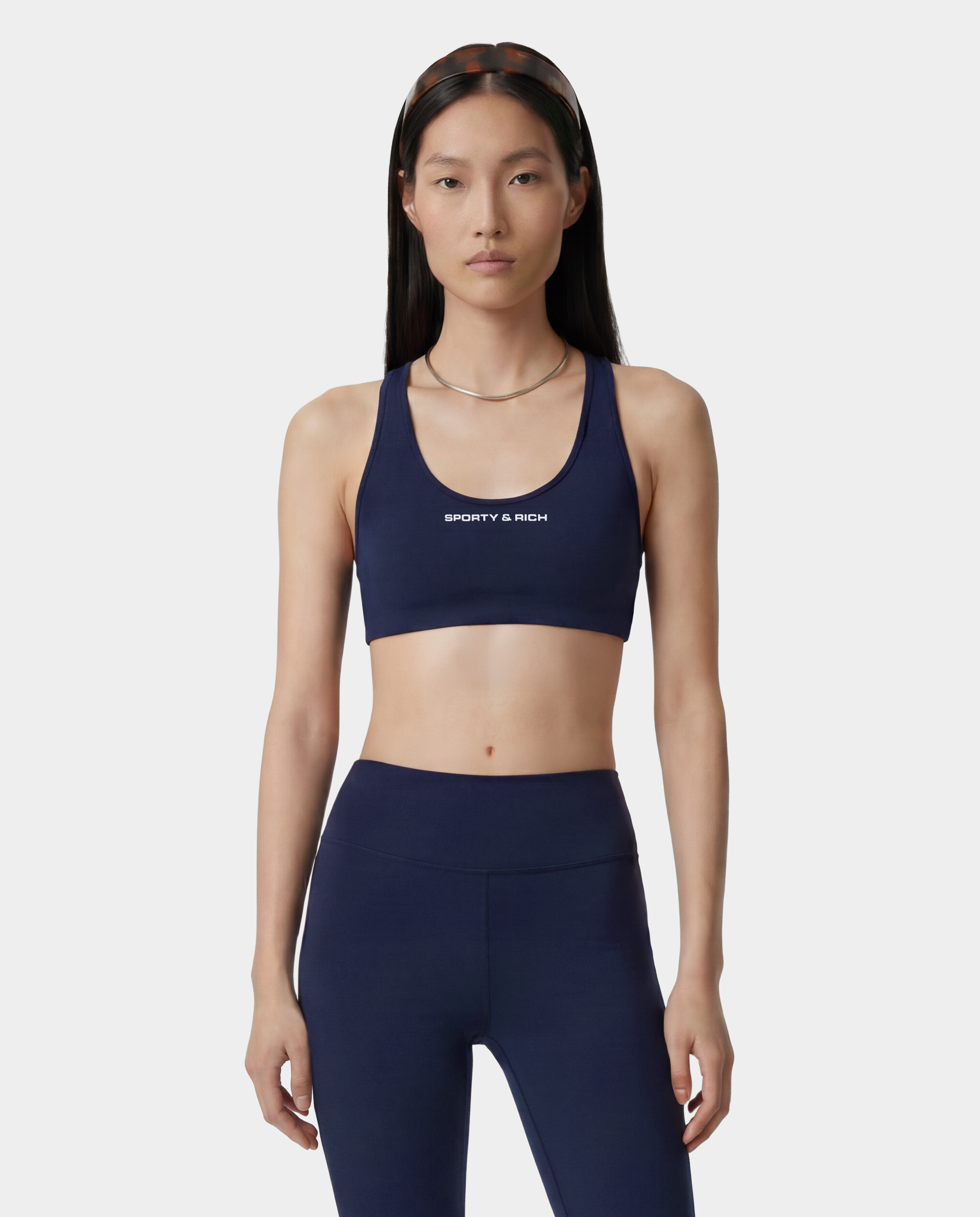Bold Logo Sports Bra - Dark Navy/White – Sporty & Rich