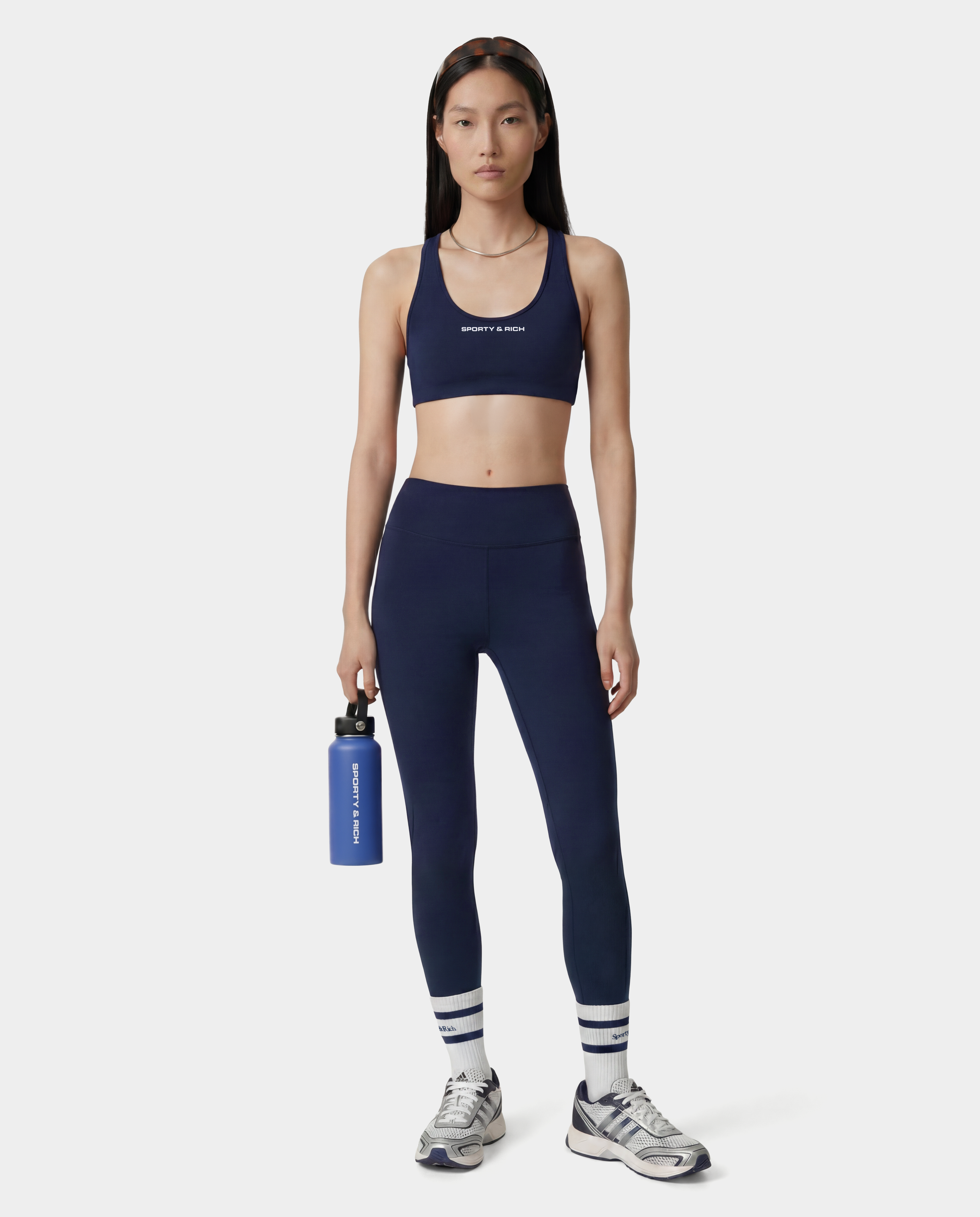 Bold Logo Sports Bra - Dark Navy/White – Sporty & Rich