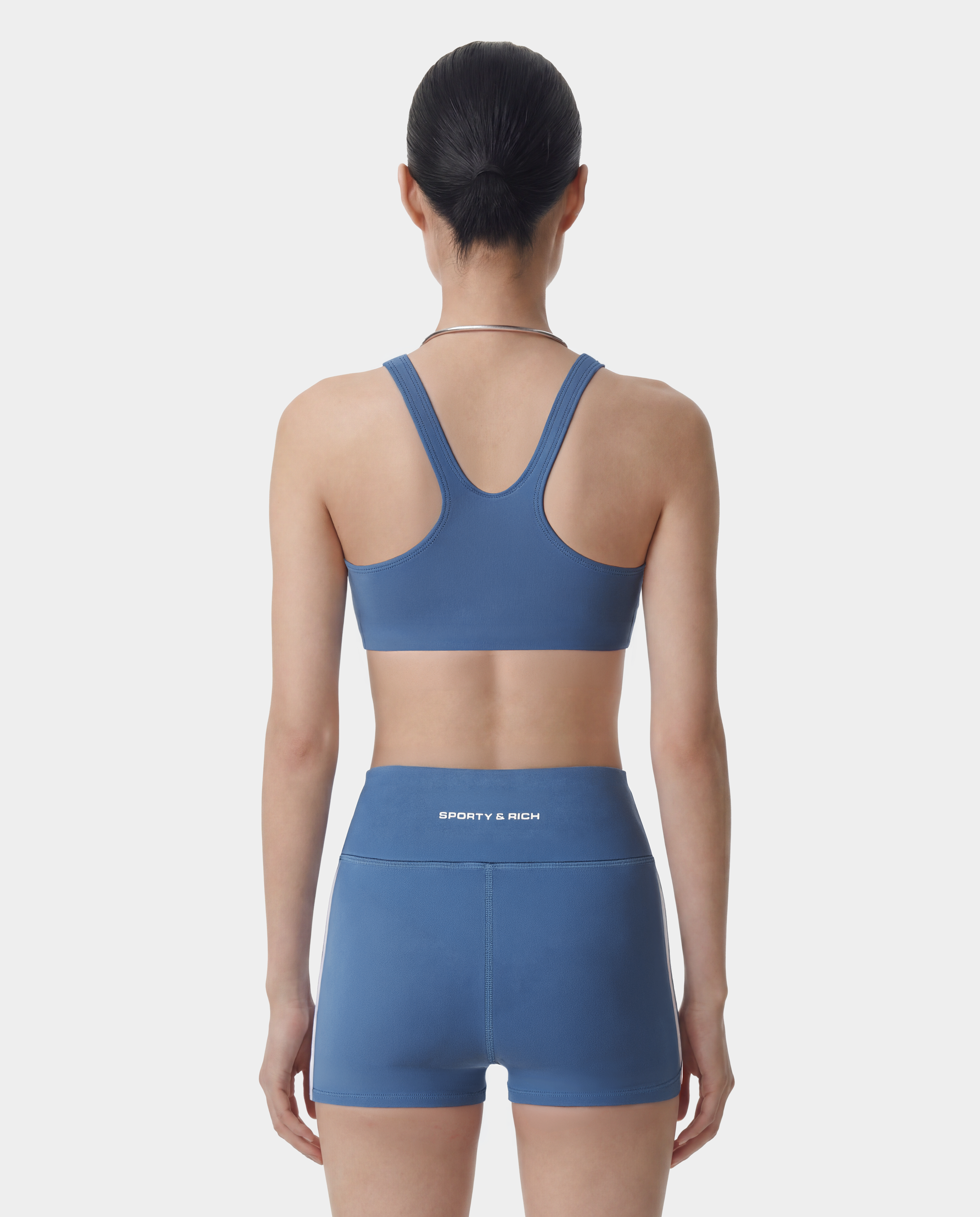 Bold Logo Sports Bra - Dusty Blue/White – Sporty & Rich