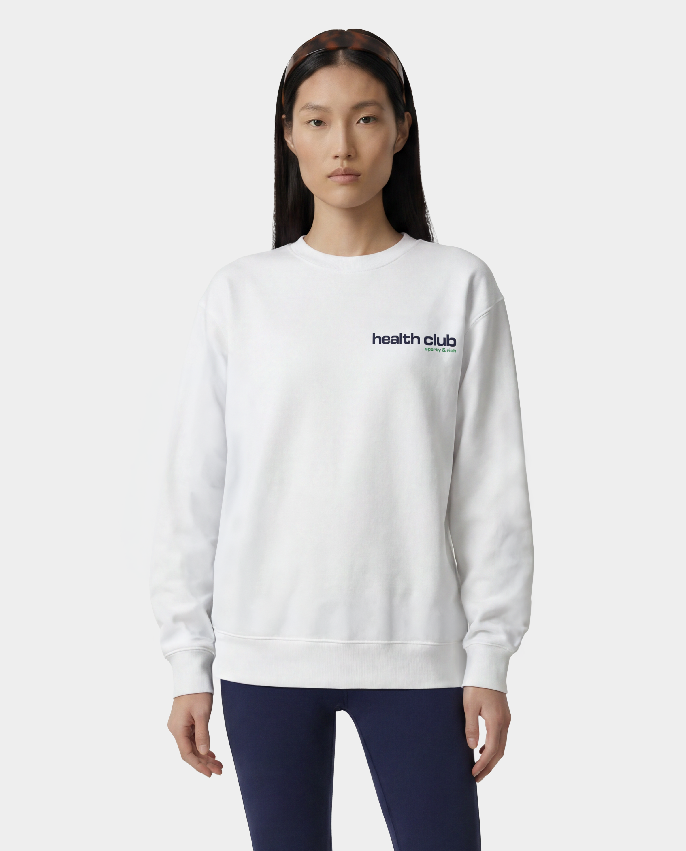 Bold Health Crewneck - White/Navy/Kelly – Sporty & Rich