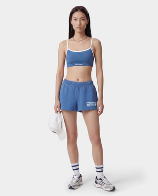 USA Wellness Club Disco Short - Dusty Blue/White