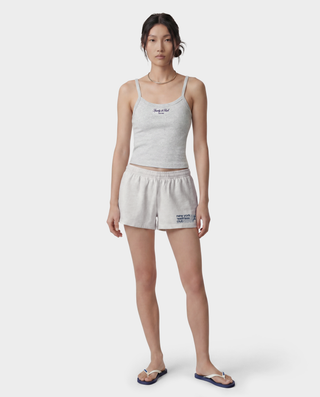 USA Wellness Club Disco Short - Heather Gray/White