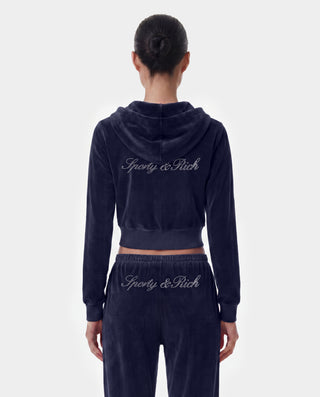 Signature Logo Krystal Zip Hoodie - Dark Navy/Crystal