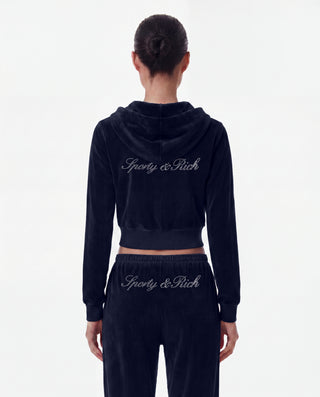 Signature Logo Krystal Zip Hoodie - Dark Navy/Crystal