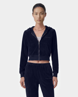 Signature Logo Krystal Zip Hoodie - Dark Navy/Crystal