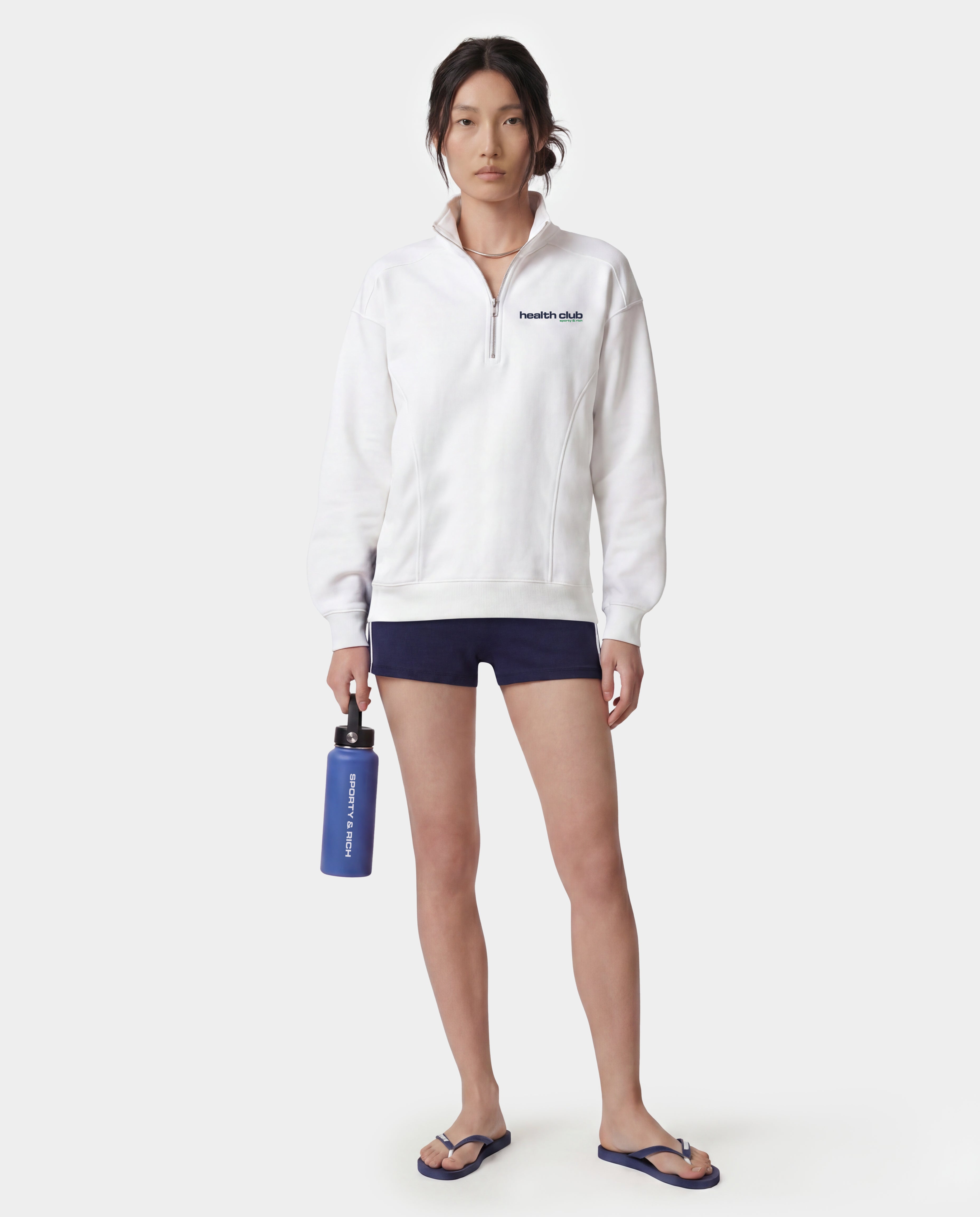 Bold Health Quarter Zip - White/Navy/Kelly – Sporty & Rich