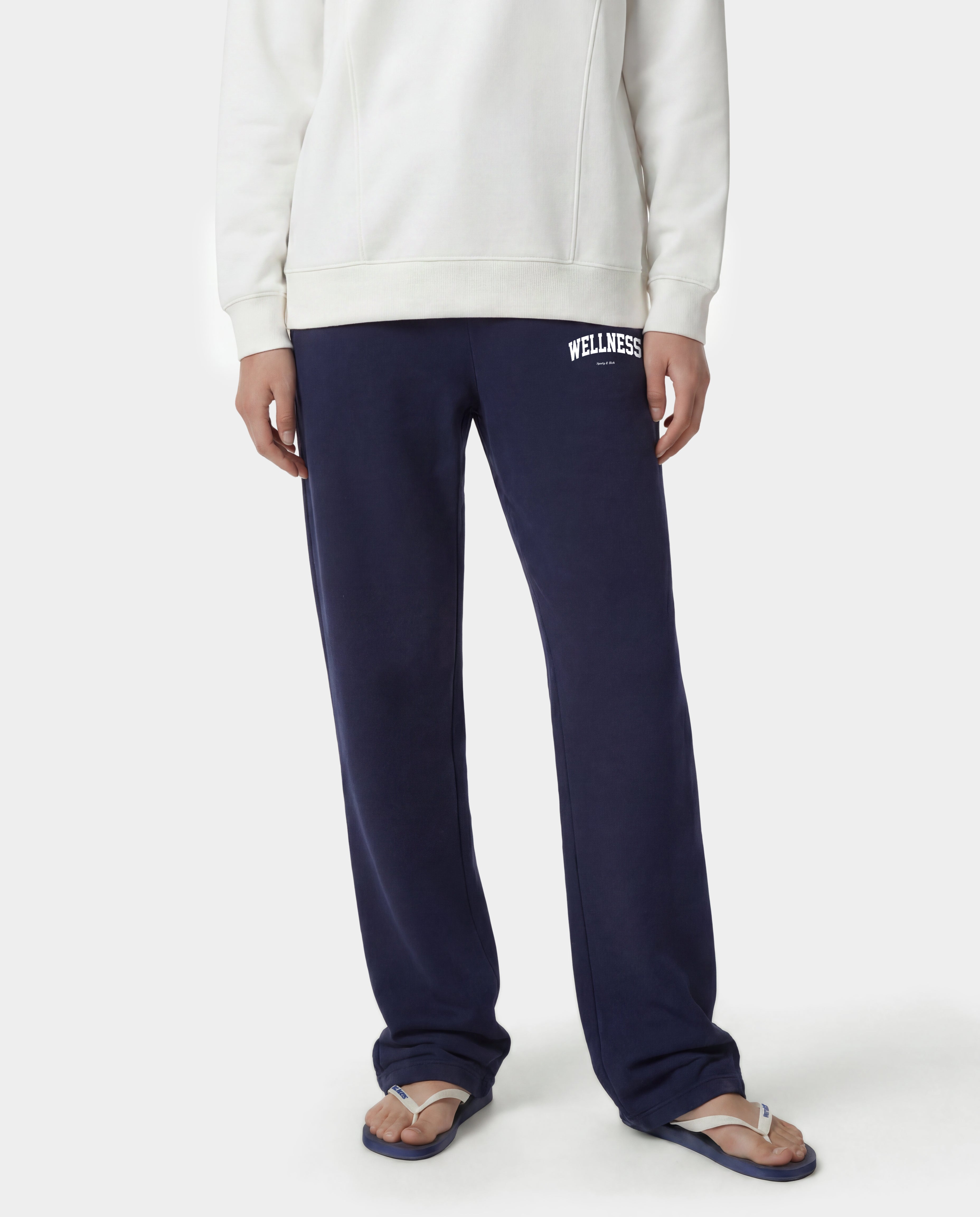 Wellness Ivy Wide Sweatpant - Dark Navy/White – Sporty & Rich