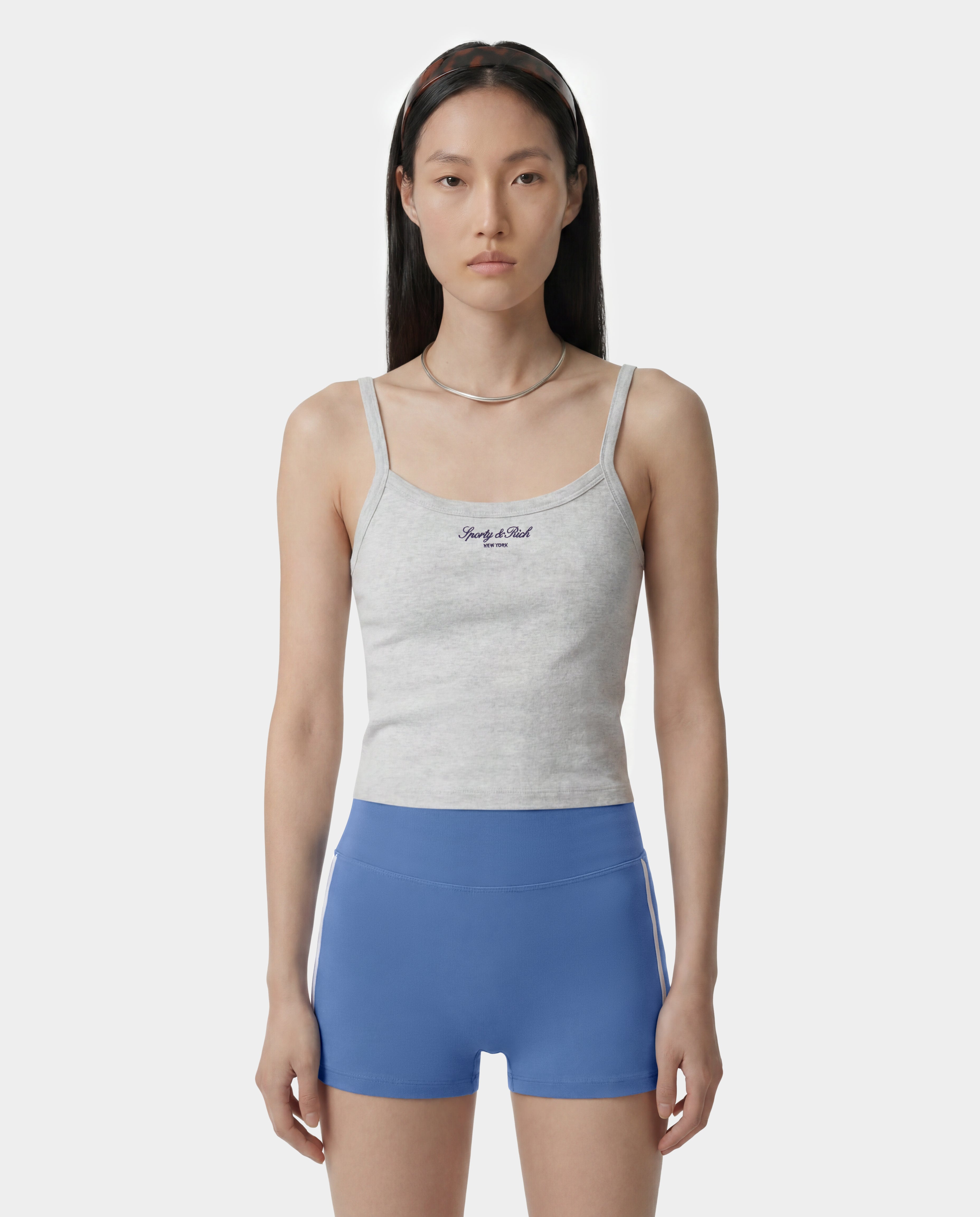 Signature NY Box Tank - Heather Gray/Dark Navy – Sporty & Rich