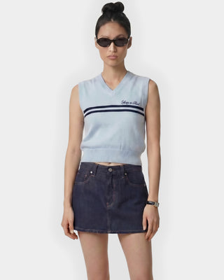 Signature Logo Knitted Vest - Ciel/Navy
