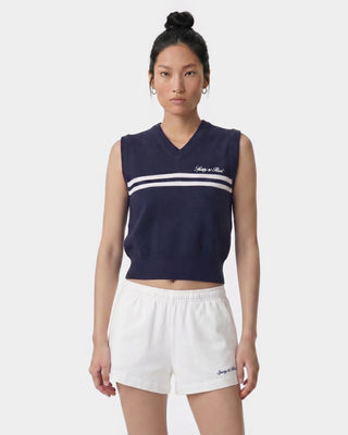 Signature Logo Knitted Vest - Navy/White