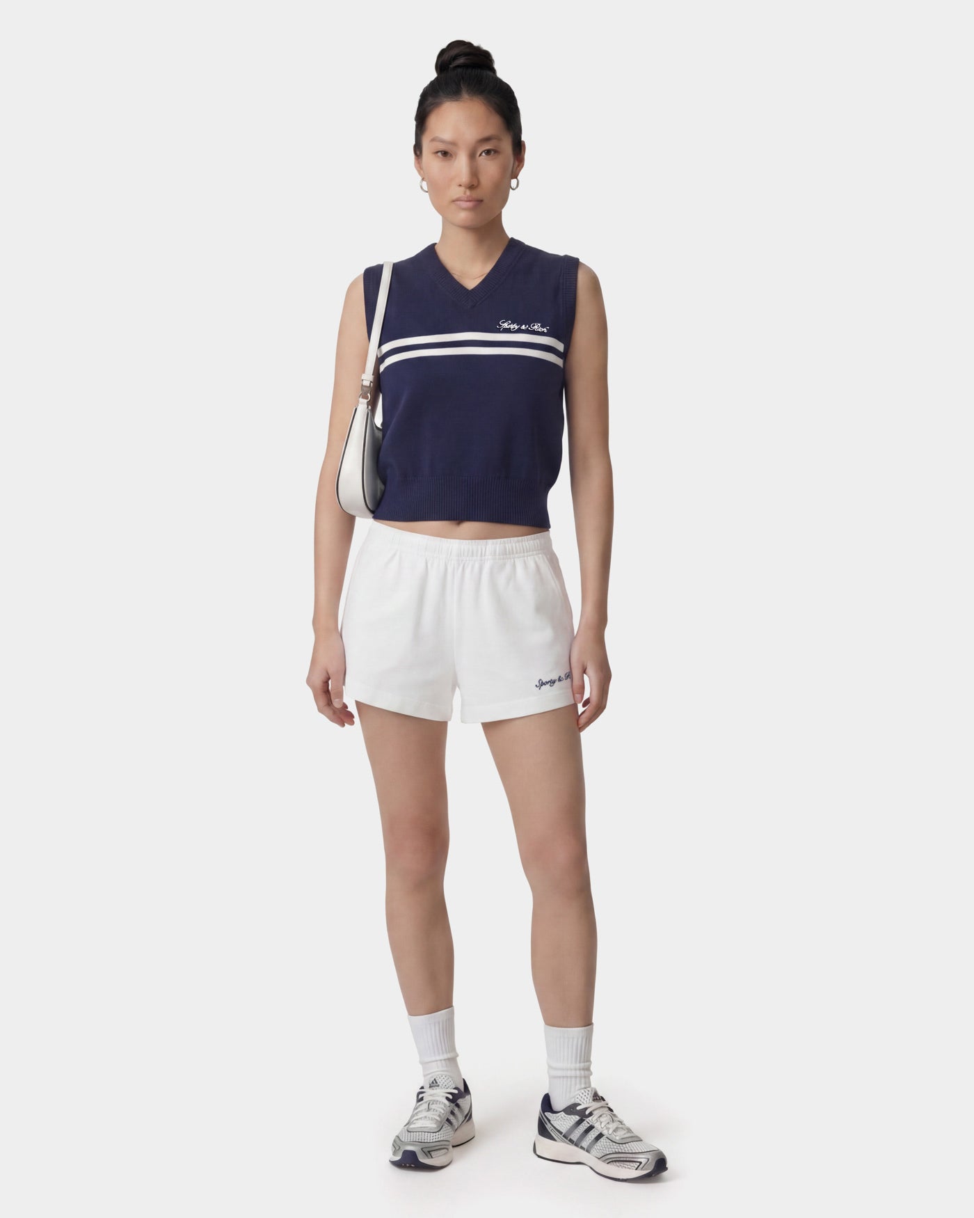 Signature Logo Knitted Vest - Navy/White – Sporty & Rich