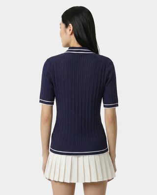 Signature Logo Mini Cable Polo - Navy/White