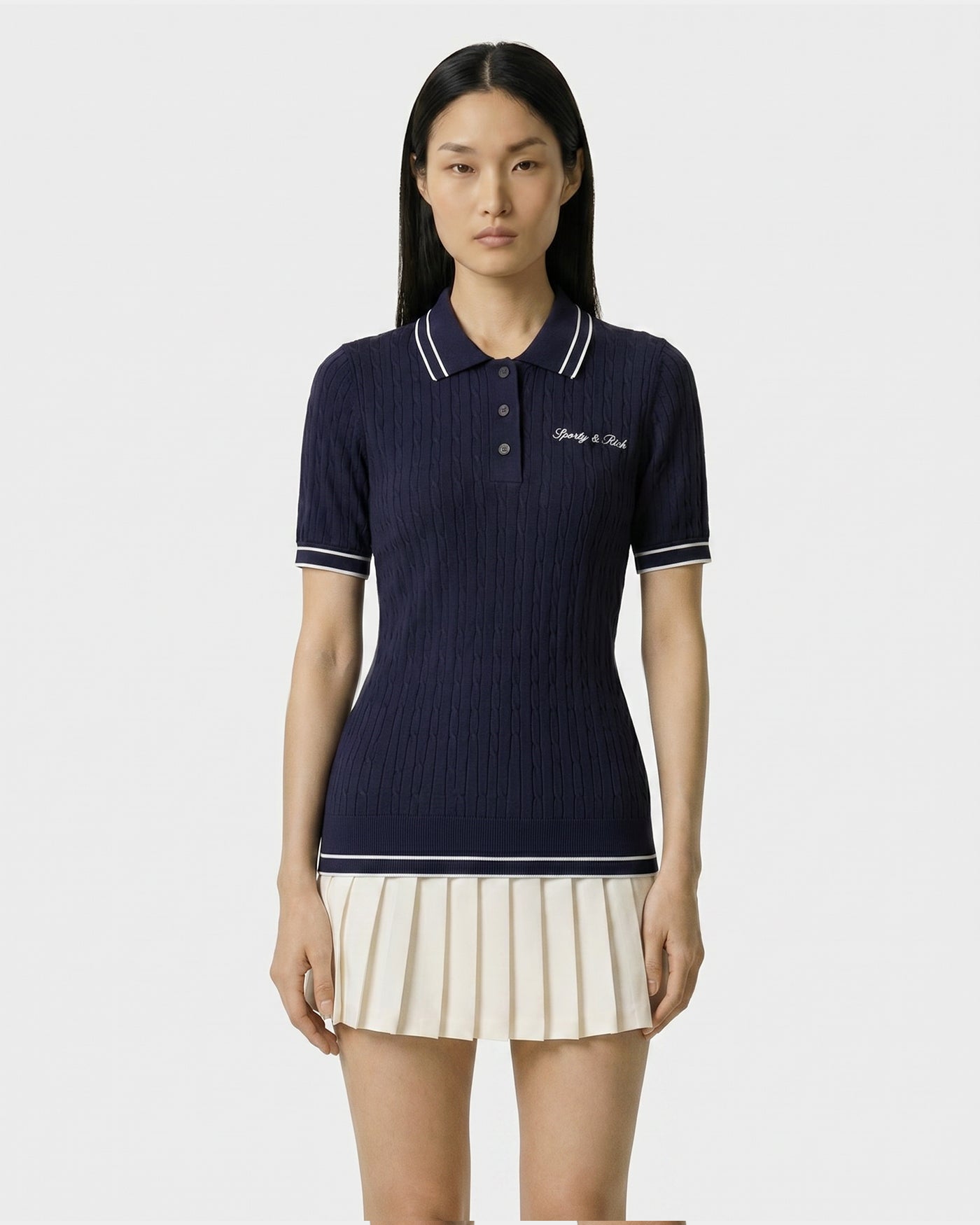 限定値下‼️ sporty & richネイビー ポロシャツ 半袖 M Polos – Sporty & Rich