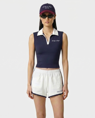 Signature Logo Sports Polo Vest - Navy/White