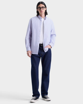 SRC Oversized Oxford Shirt Men - Navy Stripe