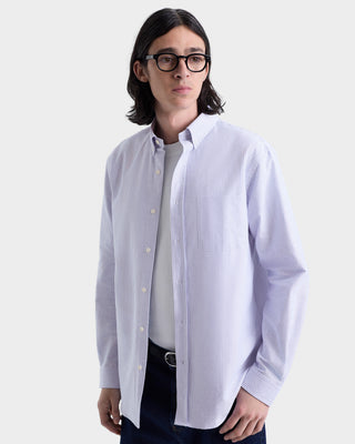 SRC Oversized Oxford Shirt Men - Navy Stripe