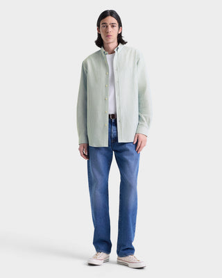 SRC Oversized Oxford Shirt Men - Forest striped