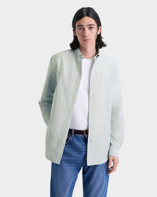 SRC Oversized Oxford Shirt Men - Forest striped