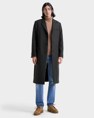 Signature Logo Wool Overcoat Men - Dark Gray