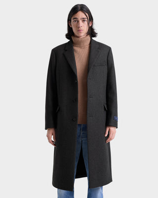 Signature Logo Wool Overcoat Men - Dark Gray
