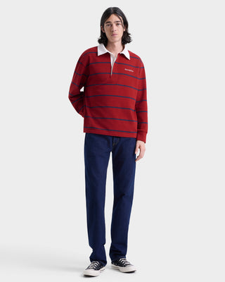 Serif Logo Rugby Polo Men - Merlot/White/Dark Navy