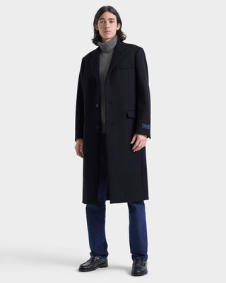 Signature Logo Wool Overcoat - Black