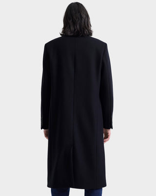 Signature Logo Wool Overcoat - Black