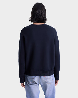 S&R Nautical Cotton Sweater Men - Navy/White/Ruby