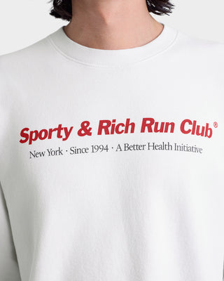 Run Club Crewneck - White/Ruby