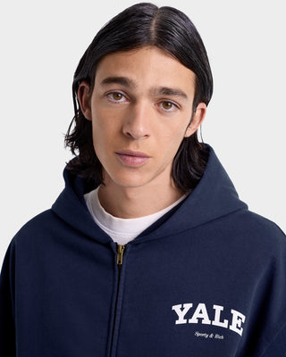 Yale Classic Zip Hoodie - Navy/White