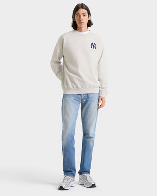 Heritage Yankees Serif Crewneck - Heather Gray/Navy