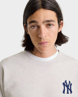 Heritage Yankees Serif Crewneck - Heather Gray/Navy