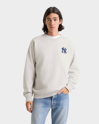 Heritage Yankees Serif Crewneck - Heather Gray/Navy