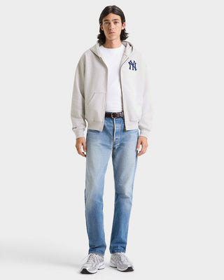Heritage Yankees Serif Zip Hoodie - Heather Gray/Navy