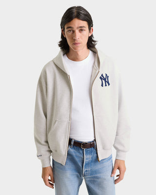 Heritage Yankees Serif Zip Hoodie - Heather Gray/Navy