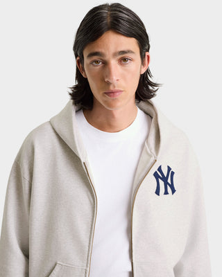 Heritage Yankees Serif Zip Hoodie - Heather Gray/Navy